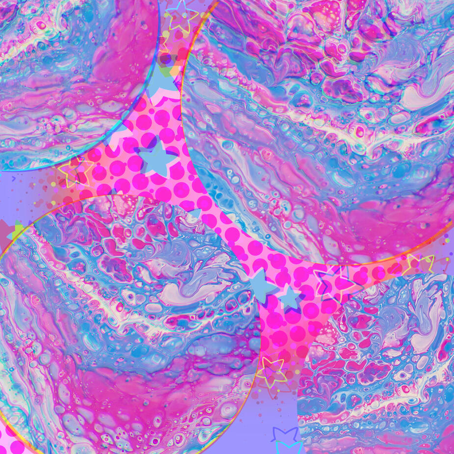 Space (Pour Paint and Digital Art Mixed Media)